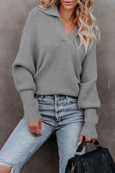 Elegante, einfarbige Pullover mit Umlegekragen (7 Farben)